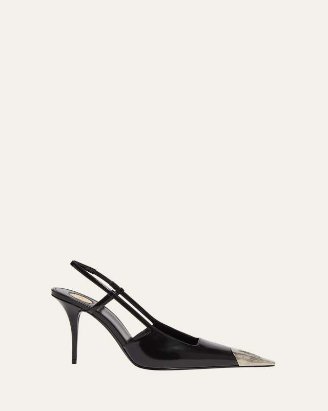 90mm Jeanne Leather Slingback Pumps